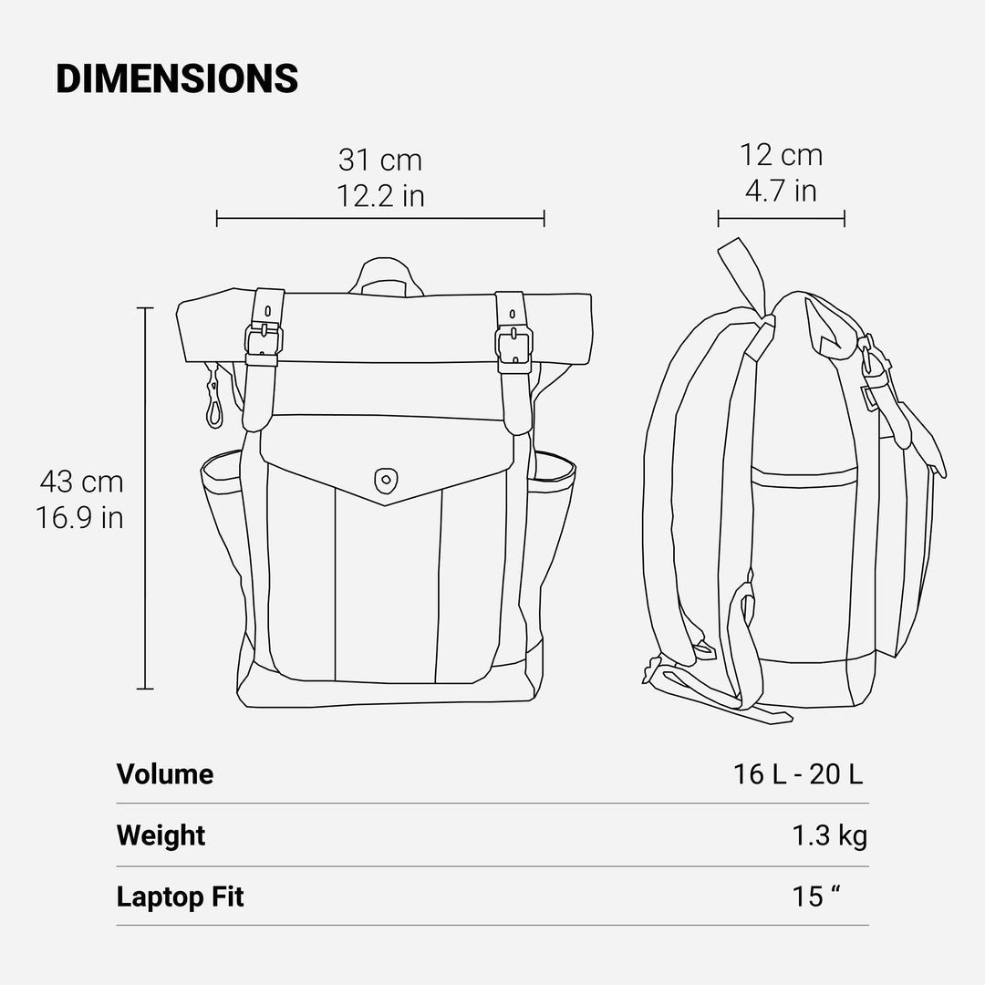 Waxed Canvas Roll Top Backpack | MARSEILLE